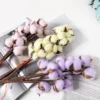1Pc Colored Single Simulated Cotton Branch DIY Flower Arrangement Material Holiday Gift Decoration Wreath Bouquet Supply