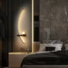 Wall lamp Nordic modern black gold minimalist living room sofa background wall decorative lamp light luxury bedroom bedside lamp