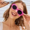 WHO CUTIE 2023 Glasses Retro Small Oval Sunglasses Women 90S Retro Leopard Frame Children Round Sun Glasses Shades Oculos De Sol